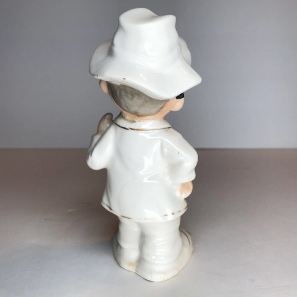 Pudgy Old Man Suit Hat Glasses Vintage Porcelain Figurine Gold H412 5/1 - RARE - Picture 8 of 12